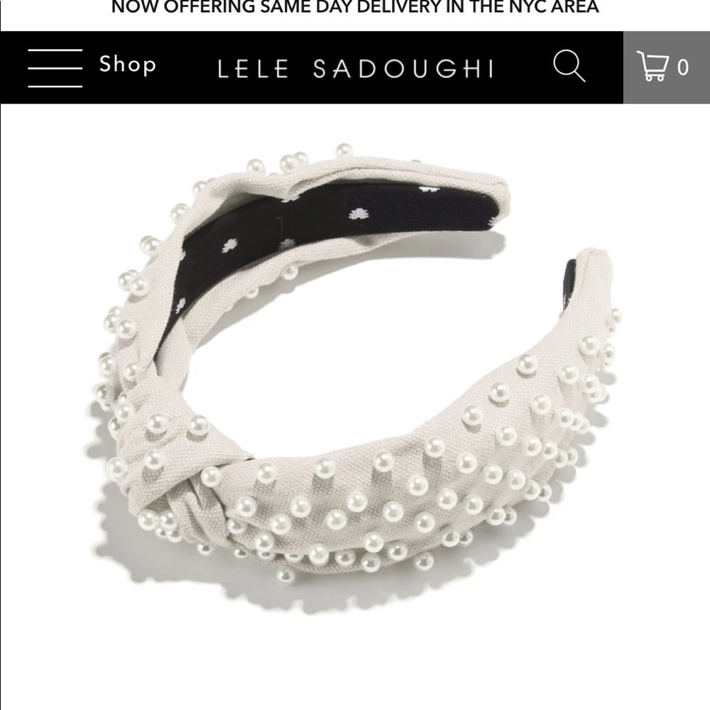 Lele Sadoughi Ivory Woven Pearl Headband